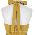 Grace Karin Sweetheart Backless Halter Nylon-Coton Jaune Retro Vintage 50s Party Dress CL008950-4